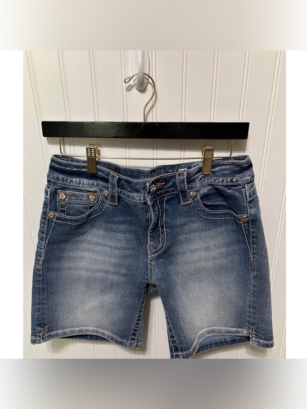 MISS ME Vintage Y2K Sunburst Color Bling Denim Blue Jean Shorts Womens Size 29 - Picture 2 of 4